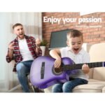Alpha 34 Inch Classical Guitar Wooden Body Nylon String w/ Stand Beignner Purple - Image 4