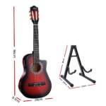 Alpha 34 Inch Classical Guitar Wooden Body Nylon String w/ Stand Beignner Red - Image 2