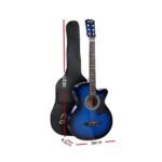 Alpha 38 Inch Acoustic Guitar Wooden Body Steel String Full Size w/ Stand Blue - Image 2