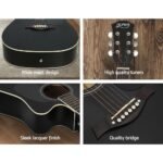 Alpha 41 Inch Acoustic Guitar Equaliser Electric Output Jack Cutaway Black - Image 6