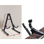 Alpha 41 Inch Acoustic Guitar Equaliser Electric Output Cutaway w/ Stand Black - Image 3
