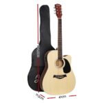 Alpha 41 Inch Acoustic Guitar Equaliser Electric Output Cutaway w/ Stand Wood - Image 2