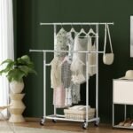 Artiss Clothes Rack Double Rod Airer Rail Coat Stand Adjustable Hanger - Image 7