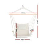 Gardeon Hammock Chair Hanging with Armrest Camping Hammocks Cream - Image 2