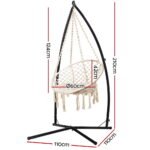 Gardeon Hammock Chair with Steel Stand Macrame Outdoor Swinging Cream - Image 2