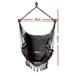 Gardeon Hanging Hammock Chair Outdoor Swing Hammocks Tassel Grey - Image 2