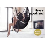 Gardeon Hanging Hammock Chair Outdoor Swing Hammocks Tassel Grey - Image 4