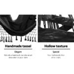 Gardeon Hanging Hammock Chair Outdoor Swing Hammocks Tassel Grey - Image 6
