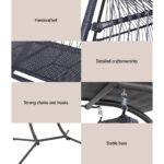 Gardeon Outdoor Egg Swing Chair Wicker Furniture Pod Stand Canopy 2 Seater Grey - Image 6