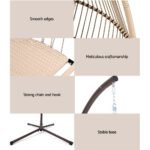 Gardeon Outdoor Egg Swing Chair Hanging Chair Wicker Rope Pod Stand Cushion Latte - Image 6