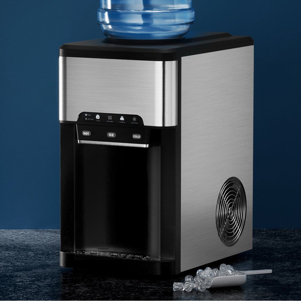 IM-ZB20WD-BK-SS-202502281838-00 Devanti 20kg 3 in 1 Ice Maker Machine Cold and Hot Water Dispenser 3L Silver - Image 1