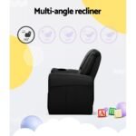 Keezi Kids Recliner Chair PU Leather Sofa Lounge Couch Children Armchair Black - Image 5