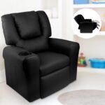 Keezi Kids Recliner Chair PU Leather Sofa Lounge Couch Children Armchair Black - Image 7