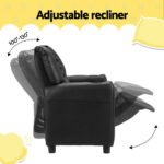 Keezi Kids Recliner Chair Double PU Leather Sofa Lounge Couch Armchair Black - Image 5