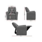 Keezi Kids Recliner Chair Linen Soft Sofa Lounge Couch Children Armchair Grey - Image 2