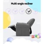 Keezi Kids Recliner Chair Linen Soft Sofa Lounge Couch Children Armchair Grey - Image 5