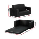 Keezi Kids Sofa 2 Seater Children Flip Open Couch PU Leather Armchair Black - Image 2