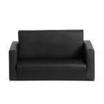 Keezi Kids Sofa 2 Seater Children Flip Open Couch PU Leather Armchair Black - Image 3