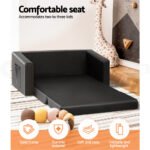 Keezi Kids Sofa 2 Seater Children Flip Open Couch PU Leather Armchair Black - Image 4