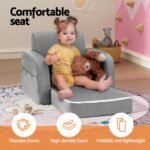 Keezi Kids Sofa 1 Seater Children Flip Open Couch Lounger Armchair Soft Grey - Image 4