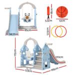 Keezi Kids Slide Swing Set Basketball Hoop Rings Outdoor Playground 170cm Blue - Image 2