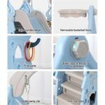 Keezi Kids Slide Swing Set Basketball Hoop Rings Outdoor Playground 170cm Blue - Image 5