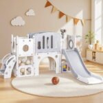 Keezi Kids Slide Swing Set Ball Hoop Rings Football Outdoor Toys - Image 8