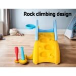 Keezi Kids Slide Set Baseball Bat Basketball Hoop Outdoor Playground 120cm Blue - Image 6