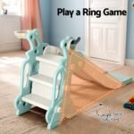 Keezi Kids Slide Set Basketball Hoop Ring Outdoor Playground Toy Deer 140cm Blue - Image 6