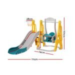 Keezi Kids Slide Swing Set Basketball Outdoor Toys Adjustable Height 140cm Green - Image 2