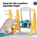 Keezi Kids Slide Swing Set Basketball Outdoor Toys Adjustable Height 140cm Green - Image 6