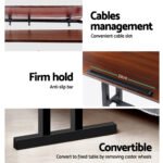 Artiss Laptop Desk Table Adjustable Dark Wood 80CM - Image 7