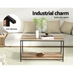Artiss Coffee Table Rectangular 93CM Walnut Olin - Image 4