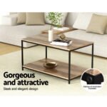 Artiss Coffee Table Rectangular 93CM Walnut Olin - Image 5