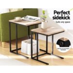 Artiss Nesting Coffee Table Sef of 2 Walnut Brok - Image 4
