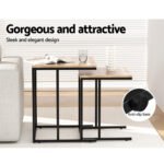 Artiss Nesting Coffee Table Sef of 2 Walnut Brok - Image 5