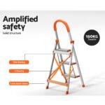 Giantz 3 Step Ladder Multi-Purpose Folding Aluminium Light Weight Non Slip Platform - Image 7
