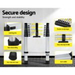 Giantz 2.6M Telescopic Ladder Aluminium Extension Extendable Steps Adjustable Height - Image 6