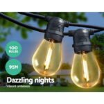 95m LED Festoon String Lights Christmas Decorations Wedding Party Outdoor Garden - Image 3