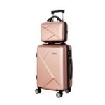 Wanderlite 2Set 20 Inch Luggage Case with 12 Inch Handheld Luggage Box Hard Shell Travel Suitcase TSA Lock  Rose Gold - Image 7