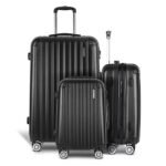 Wanderlite 3 Set Luggage 20-24-28 Inch with Zipper Lock Carry On Hard Shell Travel Suitcase Luggage Case Black - Image 3