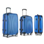 Wanderlite 3 Set Luggage 20-24-28 Inch with Zipper Lock Carry On Hard Shell Travel Suitcase Luggage Case Blue - Image 3