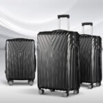 Wanderlite 3 Set Luggage 20-24-28 Inch Suitcase with TSA Lock Carry On Hard Shell Travel Luggage Organiser Case Black