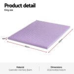 Giselle 5cm Memory Foam Mattress Topper Lavender Infused Egg Crate Pad Mat King - Image 2
