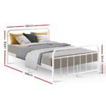Artiss Bed Frame Metal Bed Frame LEO - Double (White) - Image 2