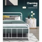 Artiss Bed Frame Metal Bed Frame LEO - Double (White) - Image 5