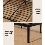 Artiss Bed Frame Queen Size Metal Base Mattress Platform Foundation Black PAULA - Image 6