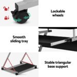 Artiss Computer Desk Office Chair Set Desks with Keyboard Shelf Try Black - Image 5