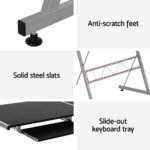 Artiss Computer Desk L-Shape Keyboard Tray Shelf Black - Image 6