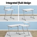 Artiss Computer Desk L-Shape Keyboard Tray Shelf White - Image 4